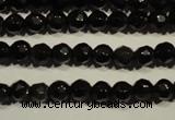 COB450 15.5 inches 4mm faceted round black obsidian beads