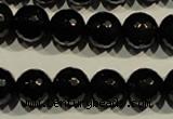 COB453 15.5 inches 10mm faceted round black obsidian beads