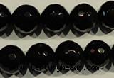 COB455 15.5 inches 14mm faceted round black obsidian beads