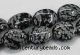 COB55 15.5 inches 12*16mm oval Chinese snowflake obsidian beads