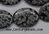 COB56 15.5 inches 22*30mm oval Chinese snowflake obsidian beads