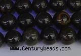 COB652 15.5 inches 8mm round gold black obsidian beads wholesale