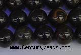 COB653 15.5 inches 10mm round gold black obsidian beads wholesale