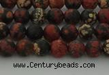 COB671 15.5 inches 6mm round matte red snowflake obsidian beads