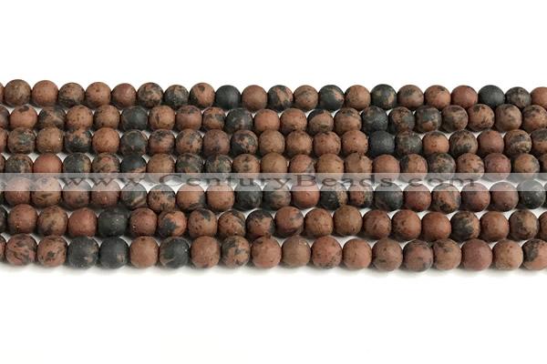 COB821 15 inches 6mm round matte mahogany obsidian beads