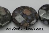 COP279 15.5 inches 30mm faceted round natural grey opal gemstone beads