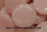 COP416 15.5 inches 28mm flat round Chinese pink opal gemstone beads