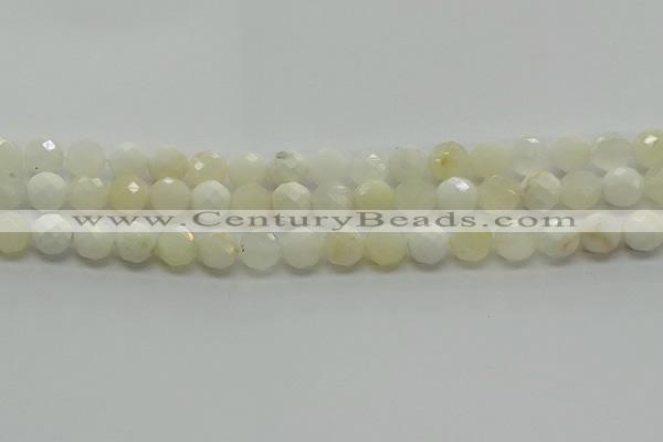 COP932 15.5 inches 8mm faceted round white opal gemstone beads