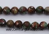 COP963 15.5 inches 10mm faceted round green opal gemstone beads