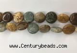 COS247 15.5 inches 18mm flat round ocean stone beads wholesale