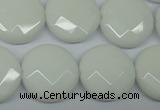 CPB304 15 inches 18mm faceted coin white porcelain beads