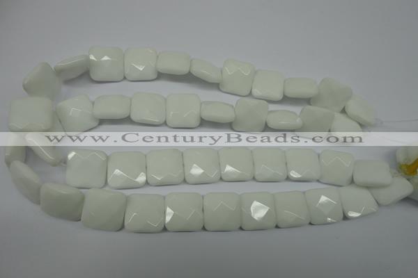 CPB322 15 inches 16*16mm faceted square white porcelain beads