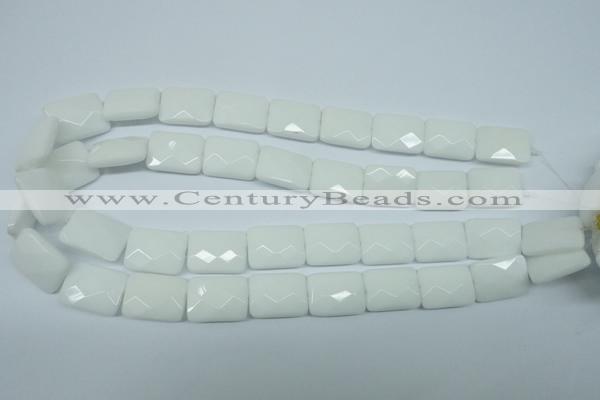 CPB331 15 inches 15*20mm faceted rectangle white porcelain beads