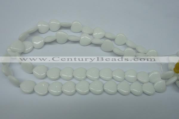 CPB350 15 inches 12*12mm heart white porcelain beads wholesale