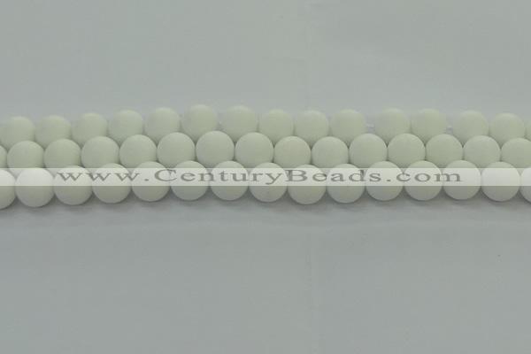 CPB414 15.5 inches 12mm round matte white porcelain beads