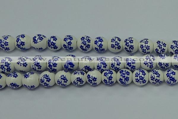 CPB501 15.5 inches 6mm round Painted porcelain beads