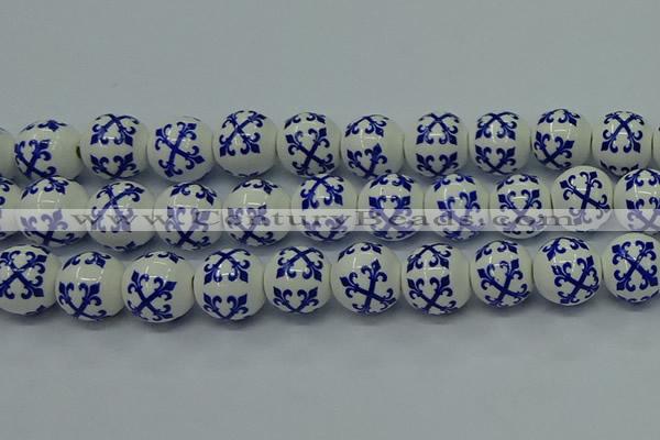 CPB521 15.5 inches 6mm round Painted porcelain beads