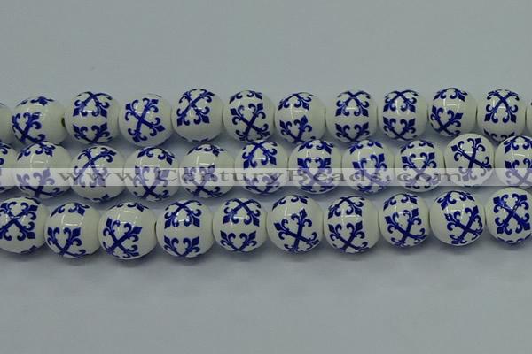 CPB523 15.5 inches 10mm round Painted porcelain beads