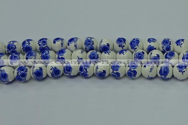 CPB544 15.5 inches 12mm round Painted porcelain beads