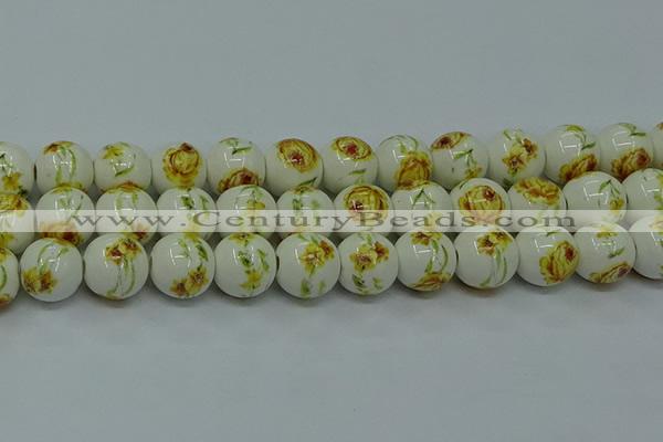 CPB565 15.5 inches 14mm round Painted porcelain beads