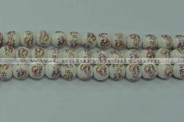 CPB571 15.5 inches 6mm round Painted porcelain beads