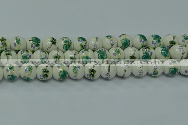 CPB585 15.5 inches 14mm round Painted porcelain beads