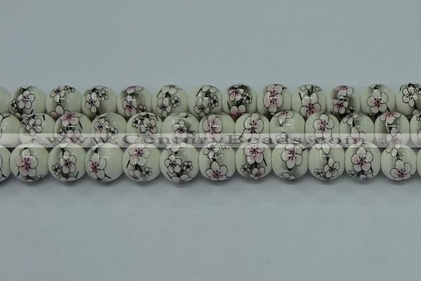 CPB602 15.5 inches 8mm round Painted porcelain beads