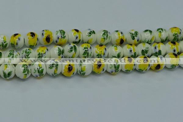 CPB731 15.5 inches 6mm round Painted porcelain beads