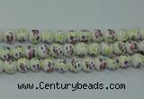 CPB774 15.5 inches 12mm round Painted porcelain beads