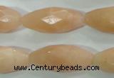 CPI100 15.5 inches 13*30mm faceted rice pink aventurine jade beads