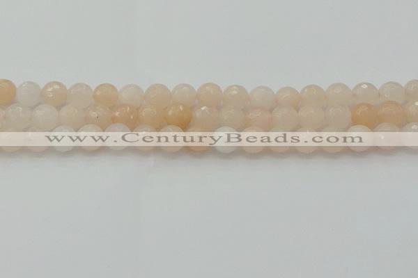 CPI212 15.5 inches 8mm faceted round pink aventurine jade beads