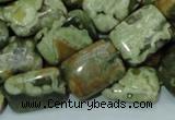 CPS26 15.5 inches 14*20mm rectangle green peacock stone beads