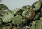 CPS44 15.5 inches 12*16mm oval green peacock stone beads wholesale