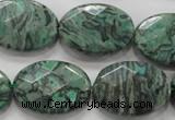 CPT241 15.5 inches 18*25mm faceted oval green picture jasper beads