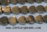 CPY332 15.5 inches 10*10mm heart pyrite gemstone beads