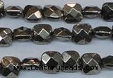 CPY635 15.5 inches 8*8mm faceted square pyrite gemstone beads