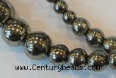 CPY74 15.5 inches 4mm - 18mm round pyrite gemstone beads wholesale