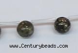 CPY782 Top drilled 10mm round pyrite gemstone beads wholesale