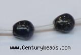 CPY789 Top drilled 12mm carved skull pyrite gemstone beads