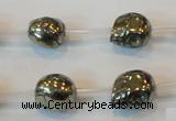 CPY85 15.5 inches 12mm carved skull pyrite gemstone beads wholesale