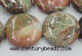 CRA12 15.5 inches 25mm flat round natural rainforest agate beads