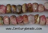 CRB1283 15.5 inches 5*8mm faceted rondelle rhodochrosite beads