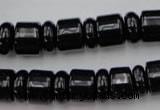 CRB151 15.5 inches 6*12mm & 10*12mm rondelle black agate beads