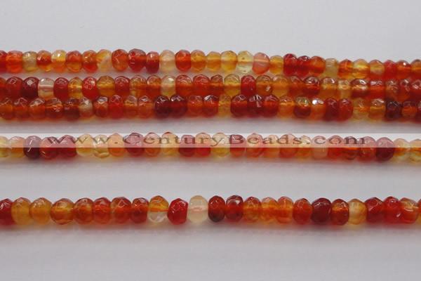 CRB215 15.5 inches 3*4mm faceted rondelle red agate beads