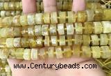 CRB2171 15.5 inches 11mm - 12mm faceted tyre yellow opal beads