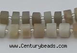 CRB467 15.5 inche 8*12mm tyre matte grey moonstone gemstone beads