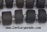 CRB514 15.5 inches 6*12mm tyre matte ice black obsidian beads