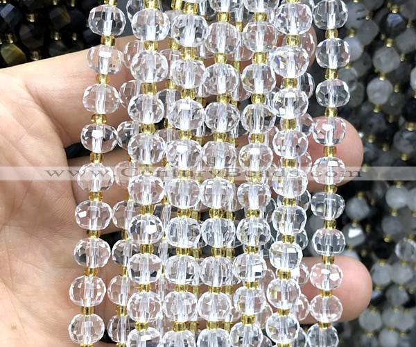 CRB6000 15 inches 6*8mmfaceted rondelle white crystal beads
