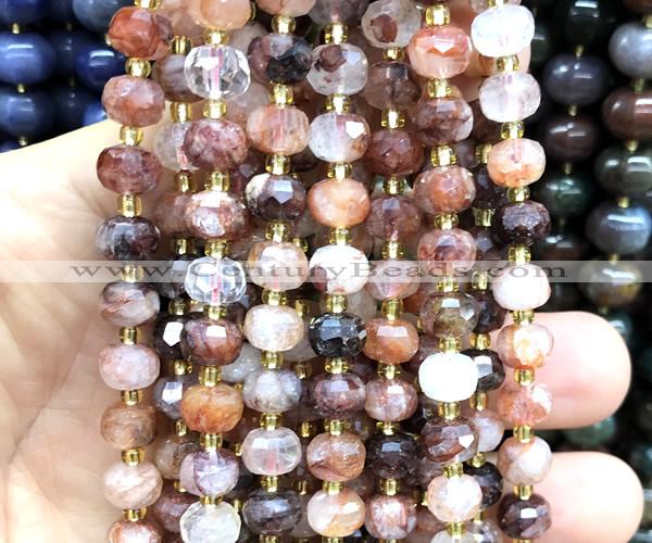 CRB6005 15 inches 6*8mm faceted rondelle red quartz beads