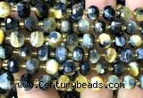 CRB6009 15 inches 6*8mm faceted rondelle golden & blue tiger eye beads
